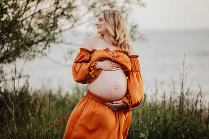 Rust Convertible Gown - maternity photoshoot dress