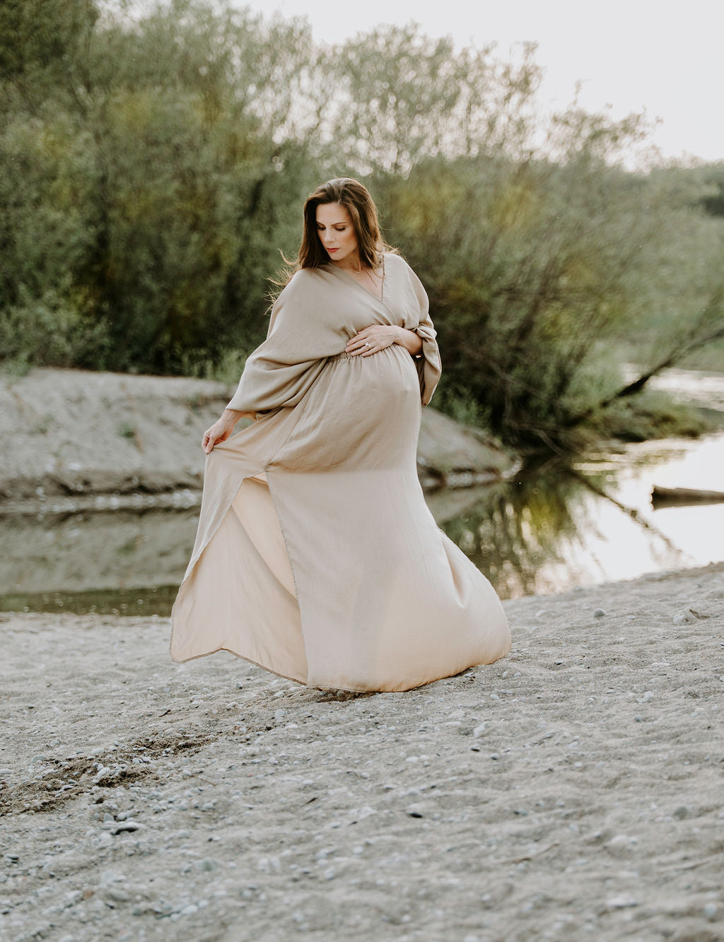 Champagne Convertible Gown - maternity photoshoot dress