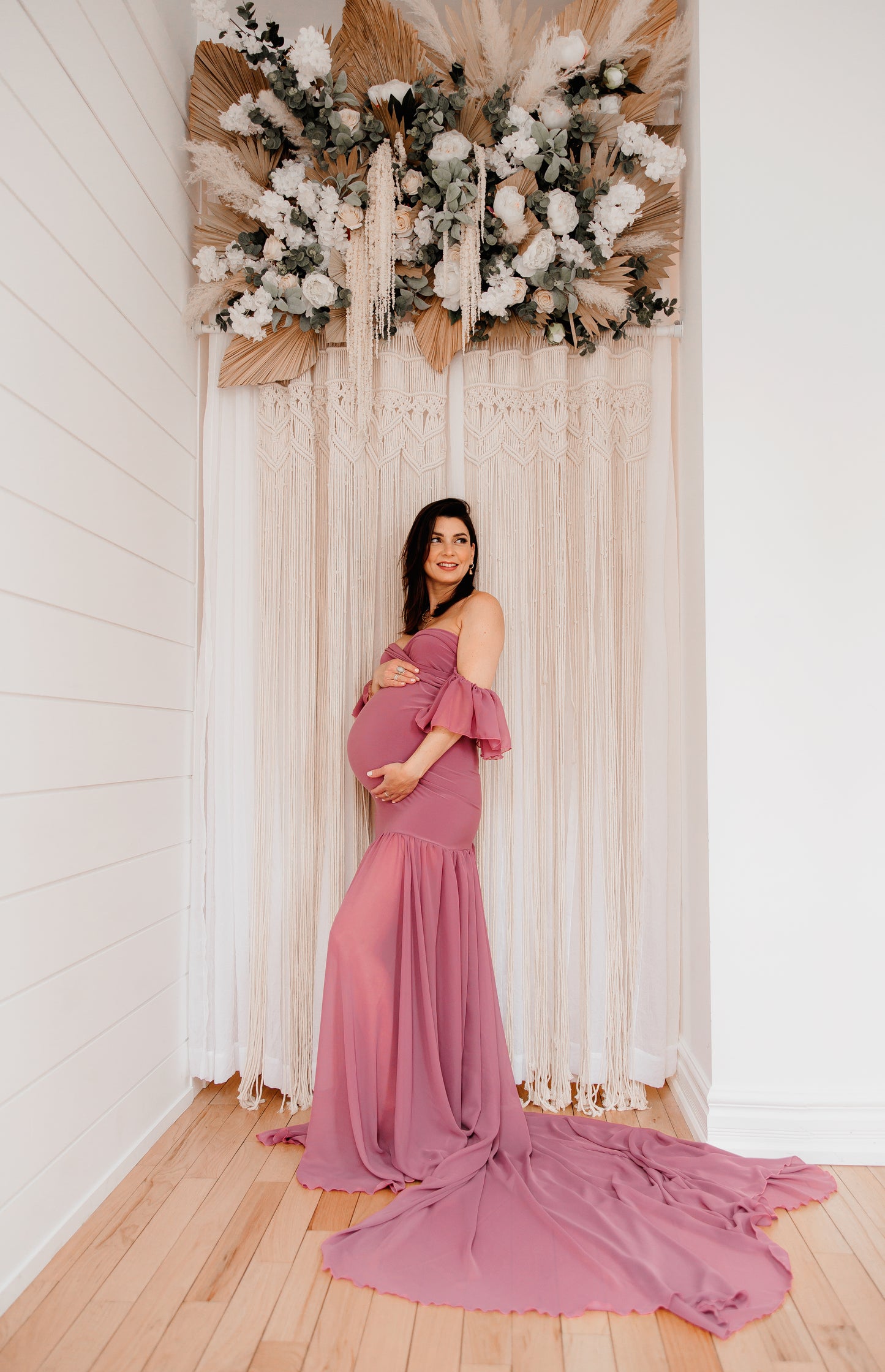 Mauve Pink Diantha Gown - maternity photoshoot dress