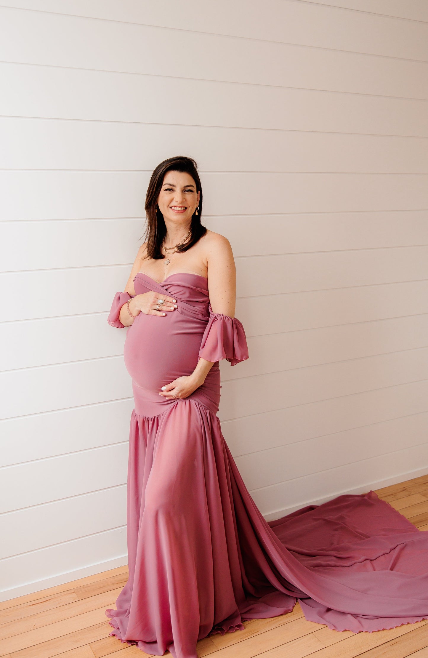 Mauve Pink Diantha Gown - maternity photoshoot dress