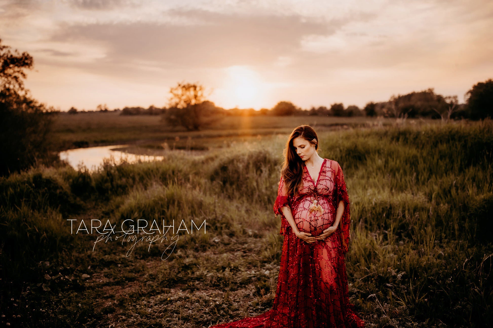 Boho Red Sequin Gown - 