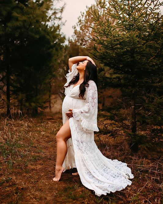 BANETTETA Maternity Dress for Photoshoot Maternity Gown Black