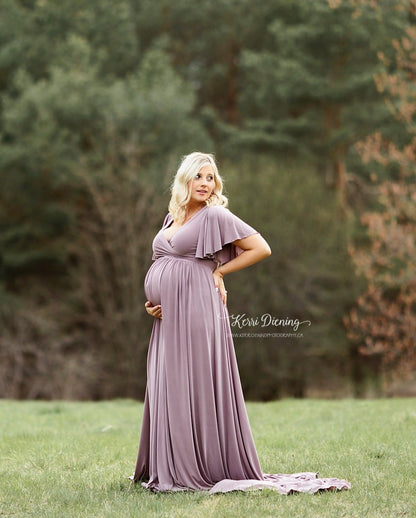 Dusty Mauve Everly Gown - maternity photoshoot dress