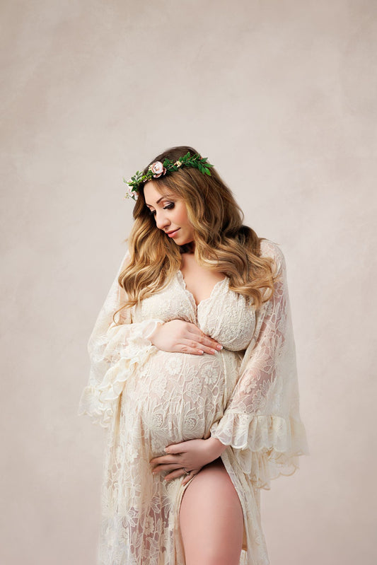 Reclamation Much Love Lace Gown - maternity photoshoot dress