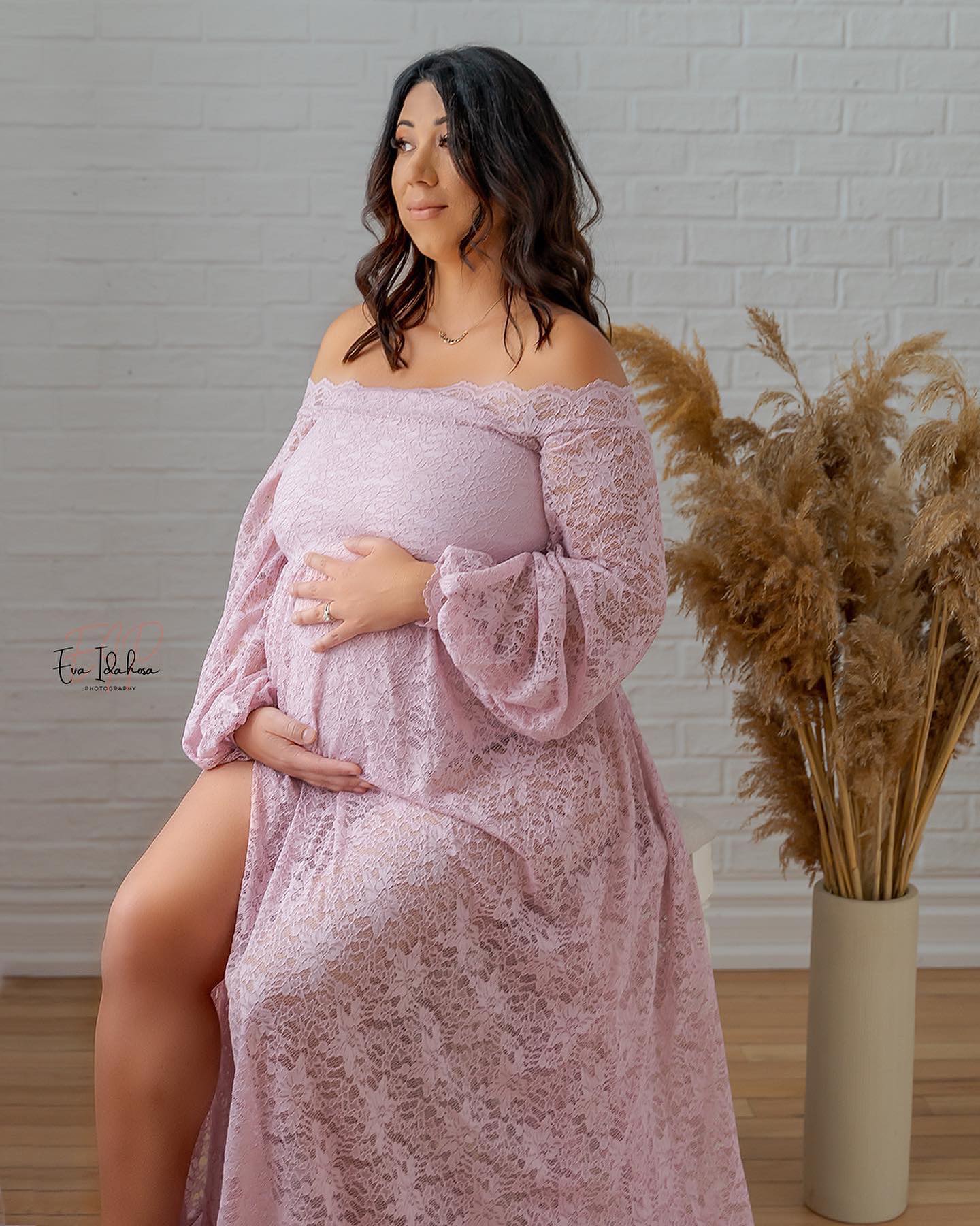 Pink Lace Tristan Gown - maternity photoshoot dress