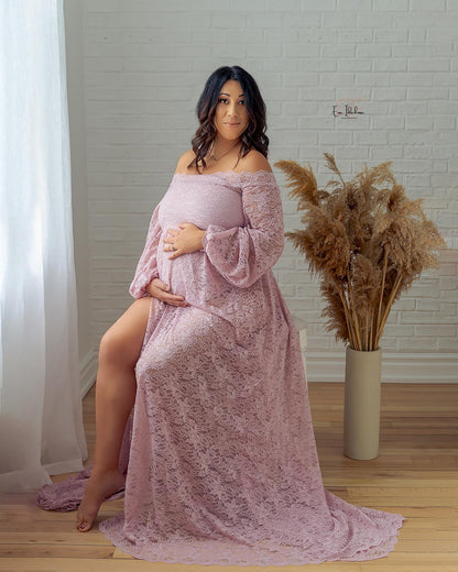 Pink Lace Tristan Gown - maternity photoshoot dress