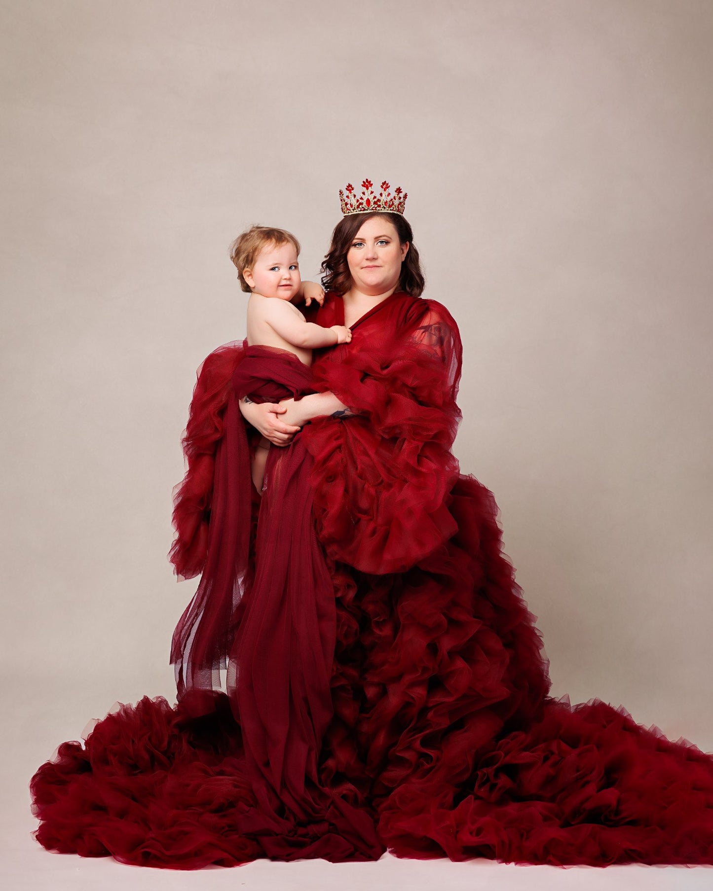 Burgundy Barbara Gown - maternity photoshoot dress
