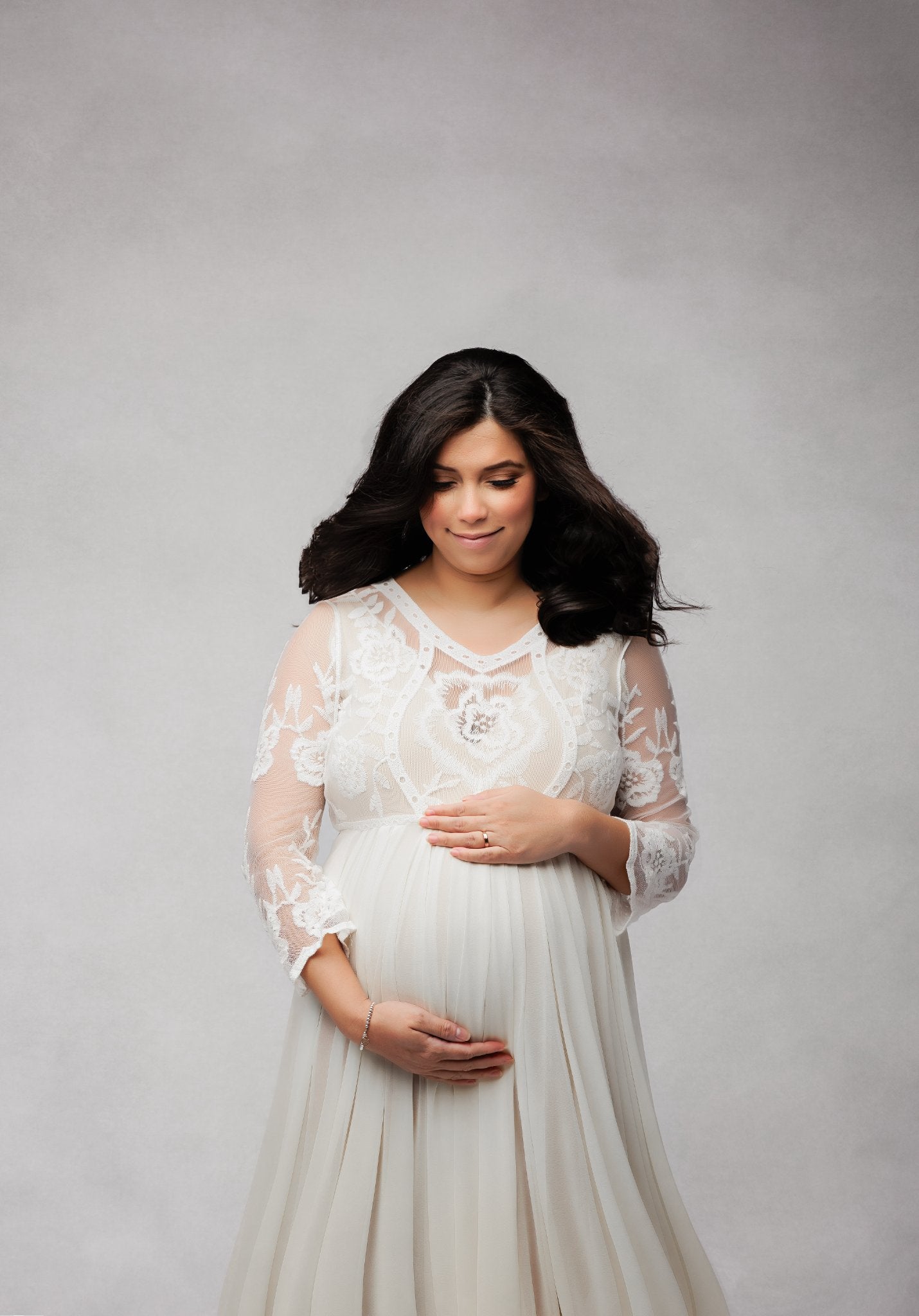 Elegant Lace Gown - maternity photoshoot dress