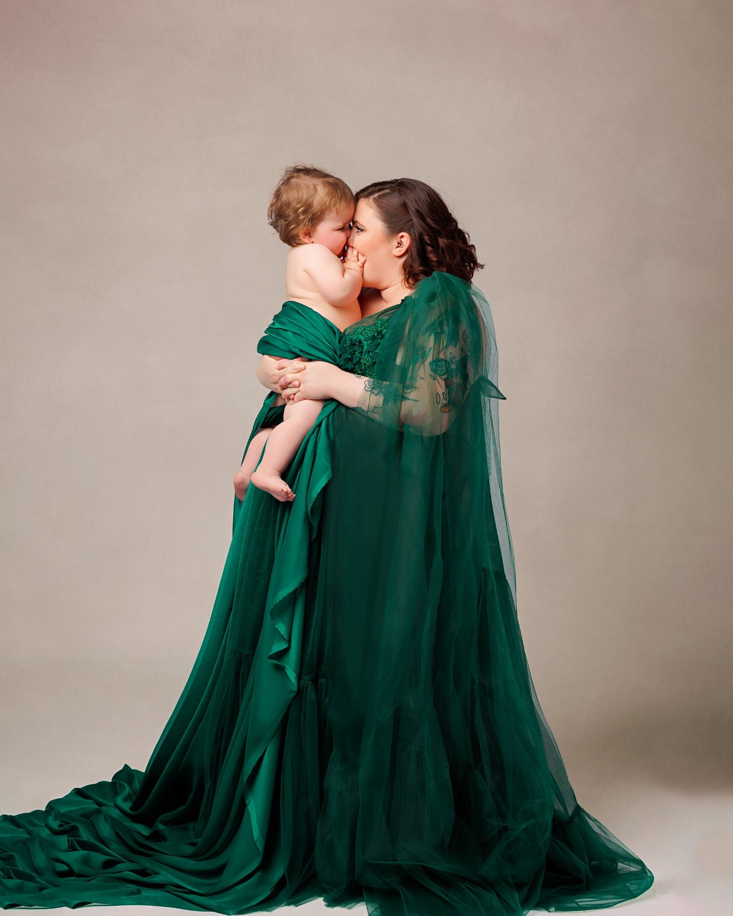 Emerald Wisteria Gown - maternity photoshoot dress