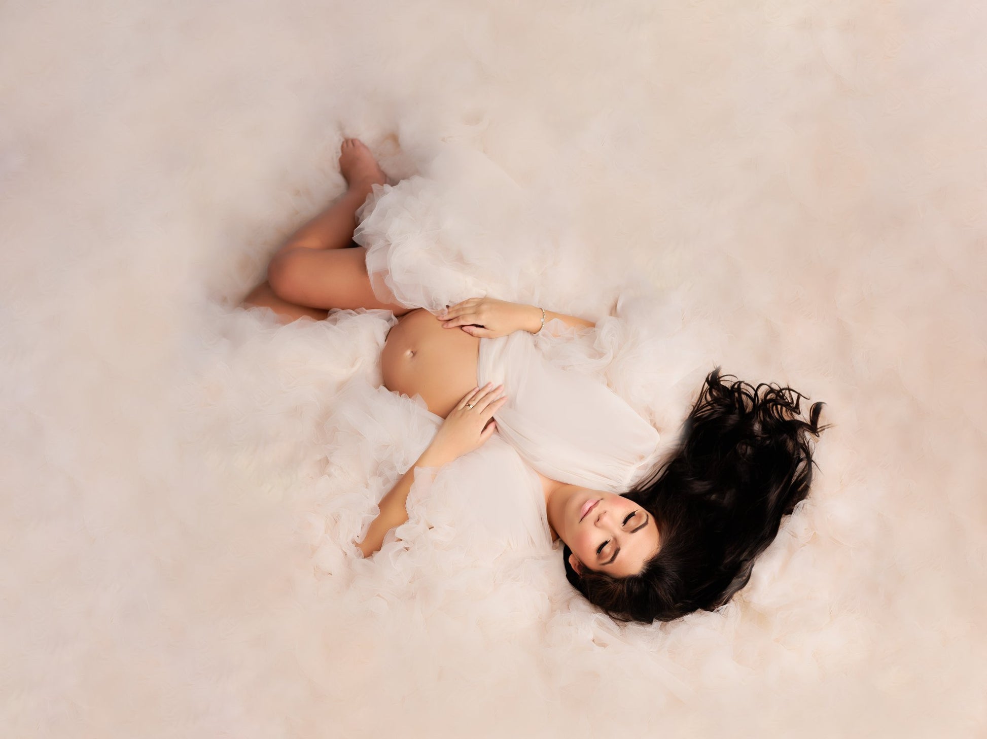 Cream Barbara Gown - maternity photoshoot dress