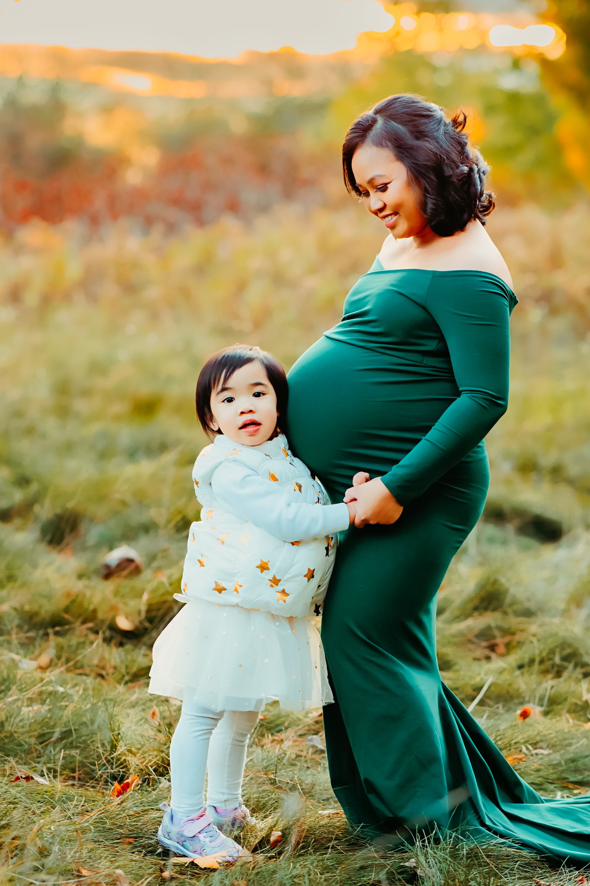Pine Green Fitted Maternity Gown - maternity photoshoot dress