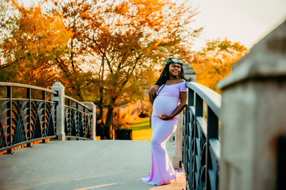 Lavender Purple Fitted Gown - maternity photoshoot dress