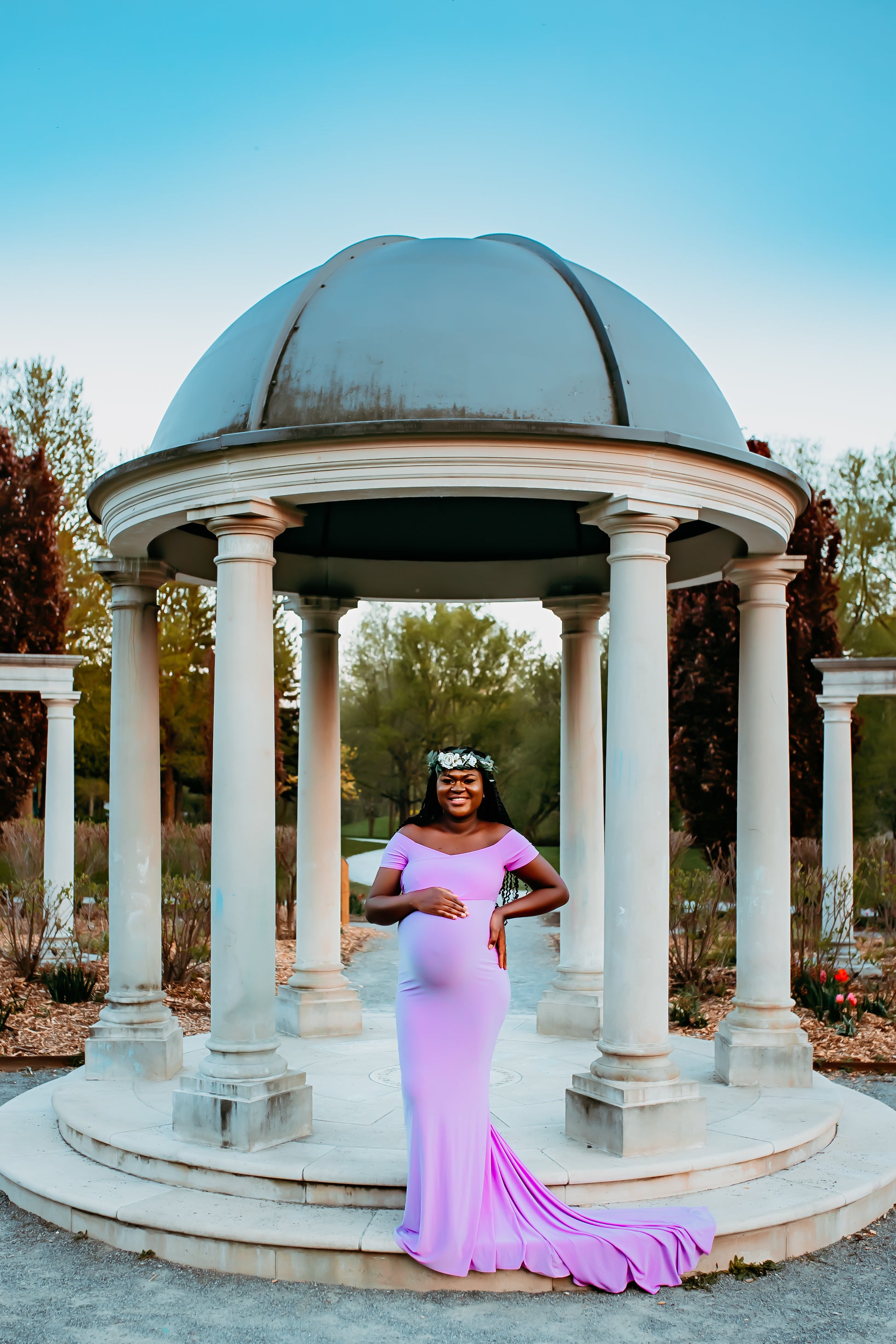 Lavender Purple Fitted Gown - maternity photoshoot dress