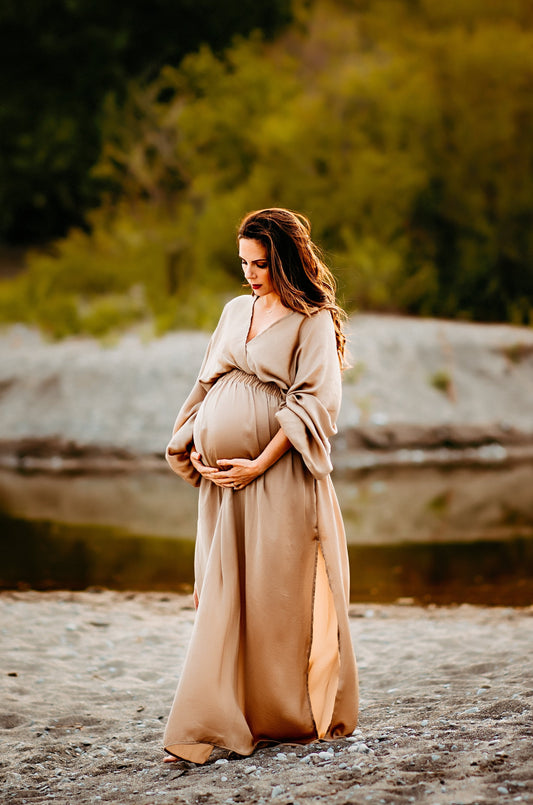 HALEN Gown Two Piece Maternity Dress for Photoshoot, Boho Maternity Gown  Baby Shower, Pregnancy Photo Shoot Dress, Flutter Photoshoot Dress -   Canada