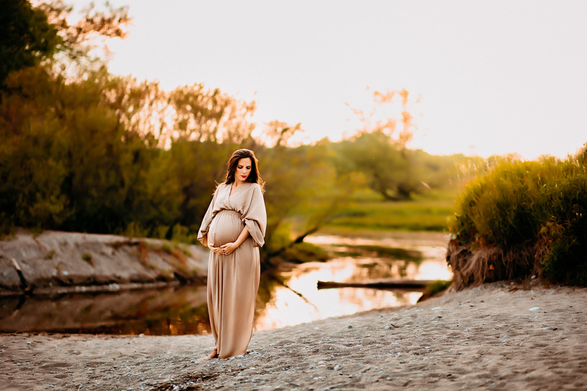 Champagne Convertible Gown - maternity photoshoot dress