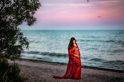 Boho Red Sequin Gown - 