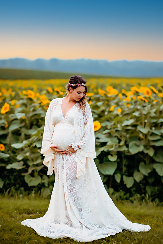 Maternity Dress for Photo Shoot, Maternity Wedding Dress, Floral Flower  Maternity Dress, Off-shoulder Elopement Rustic Bohemian Plus Size -   Canada
