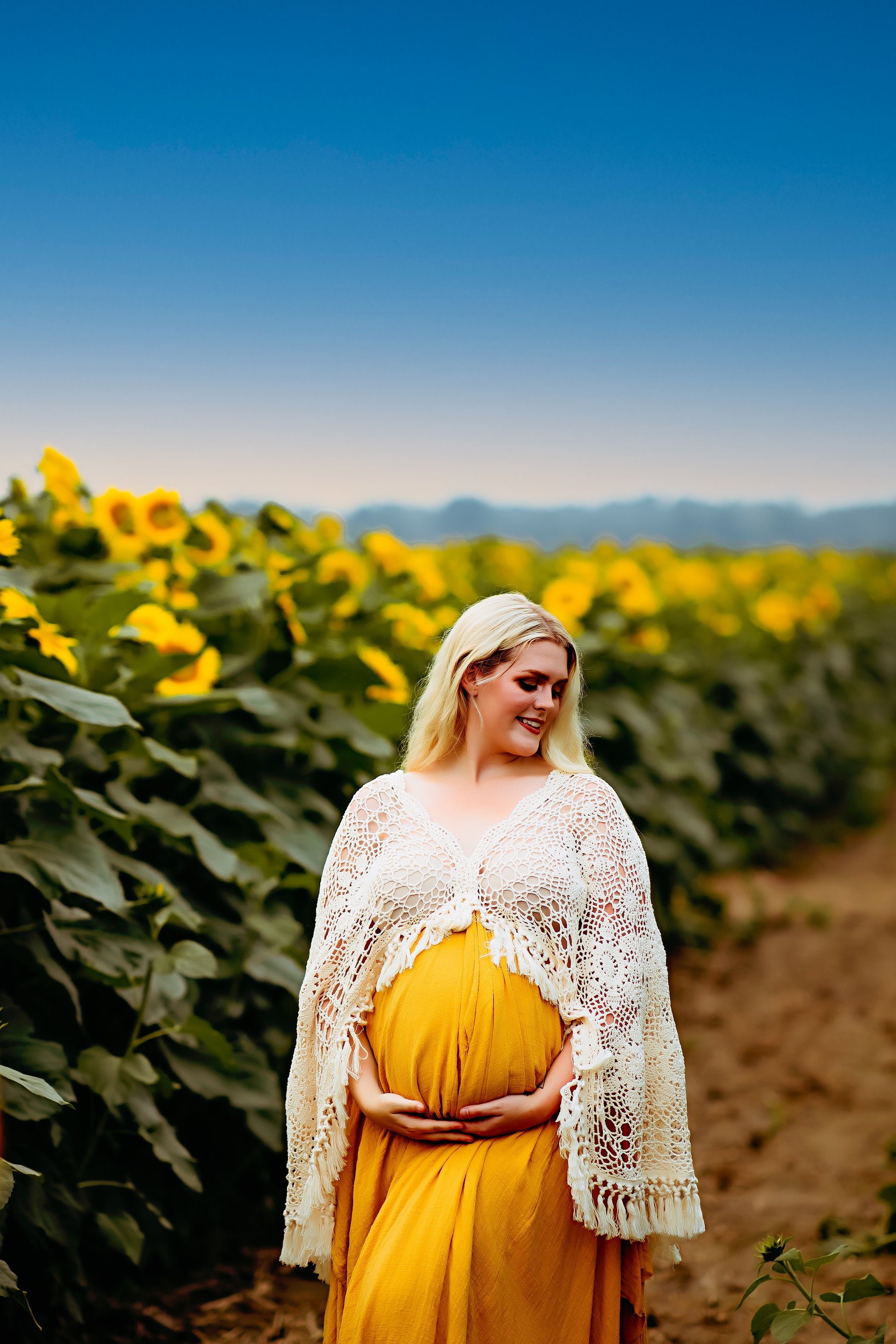 Crochet Cotton Boho Ginger Yellow Gown - 