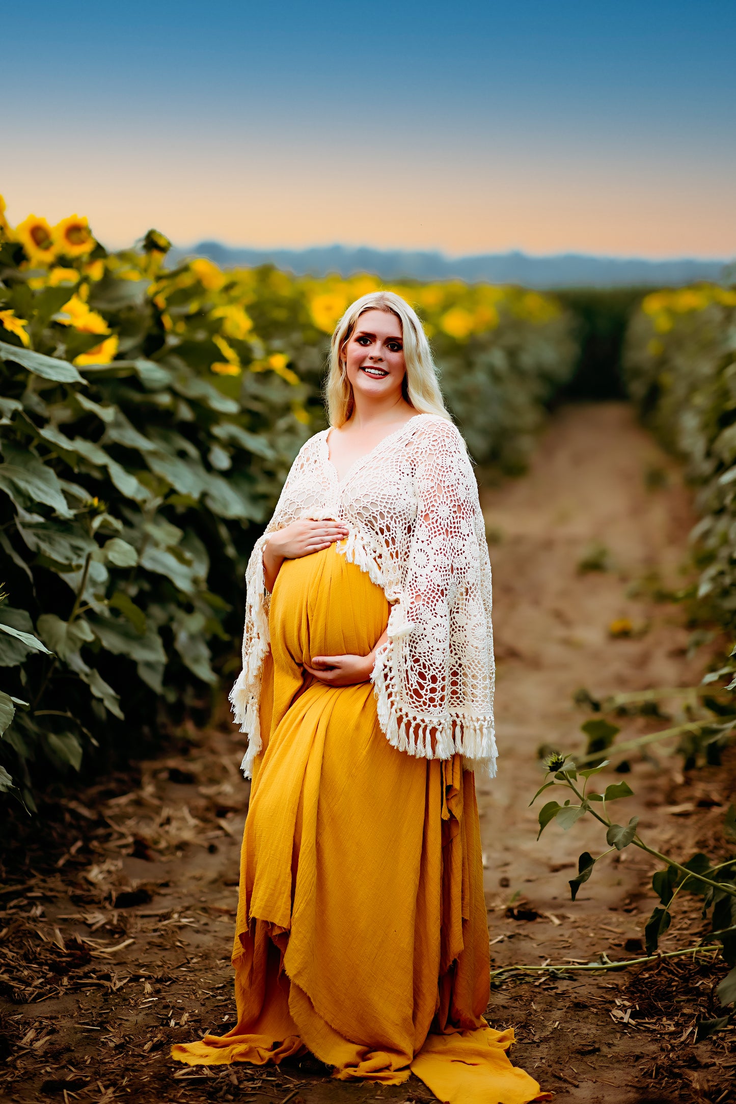 Crochet Cotton Boho Ginger Yellow Gown - 