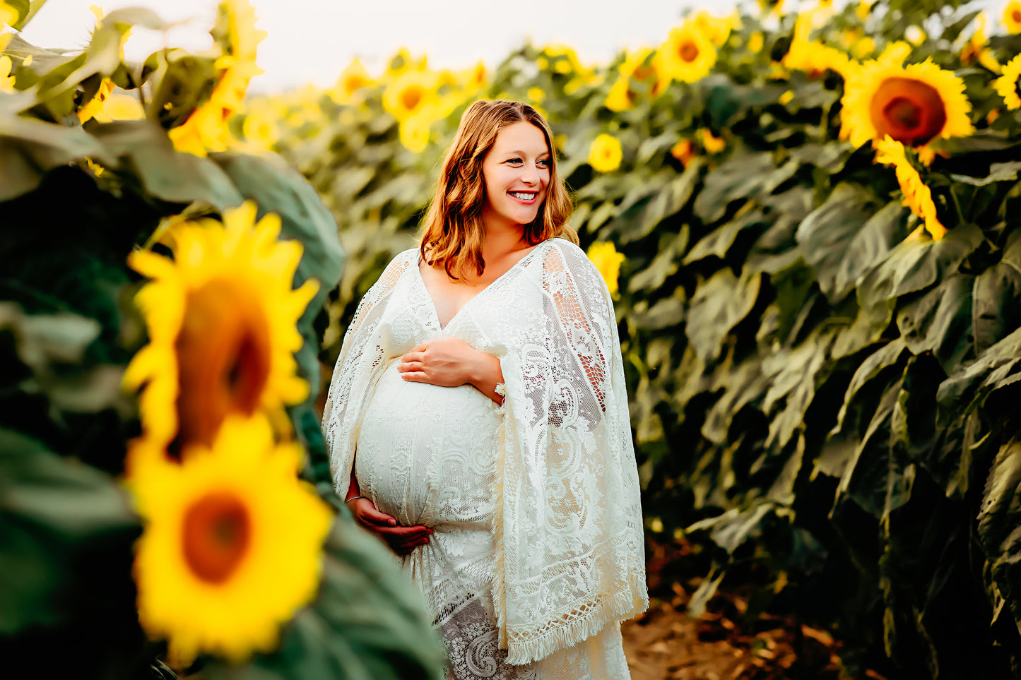 Boho Lace Maternity Gown with Tassels - maternity photoshoot dress