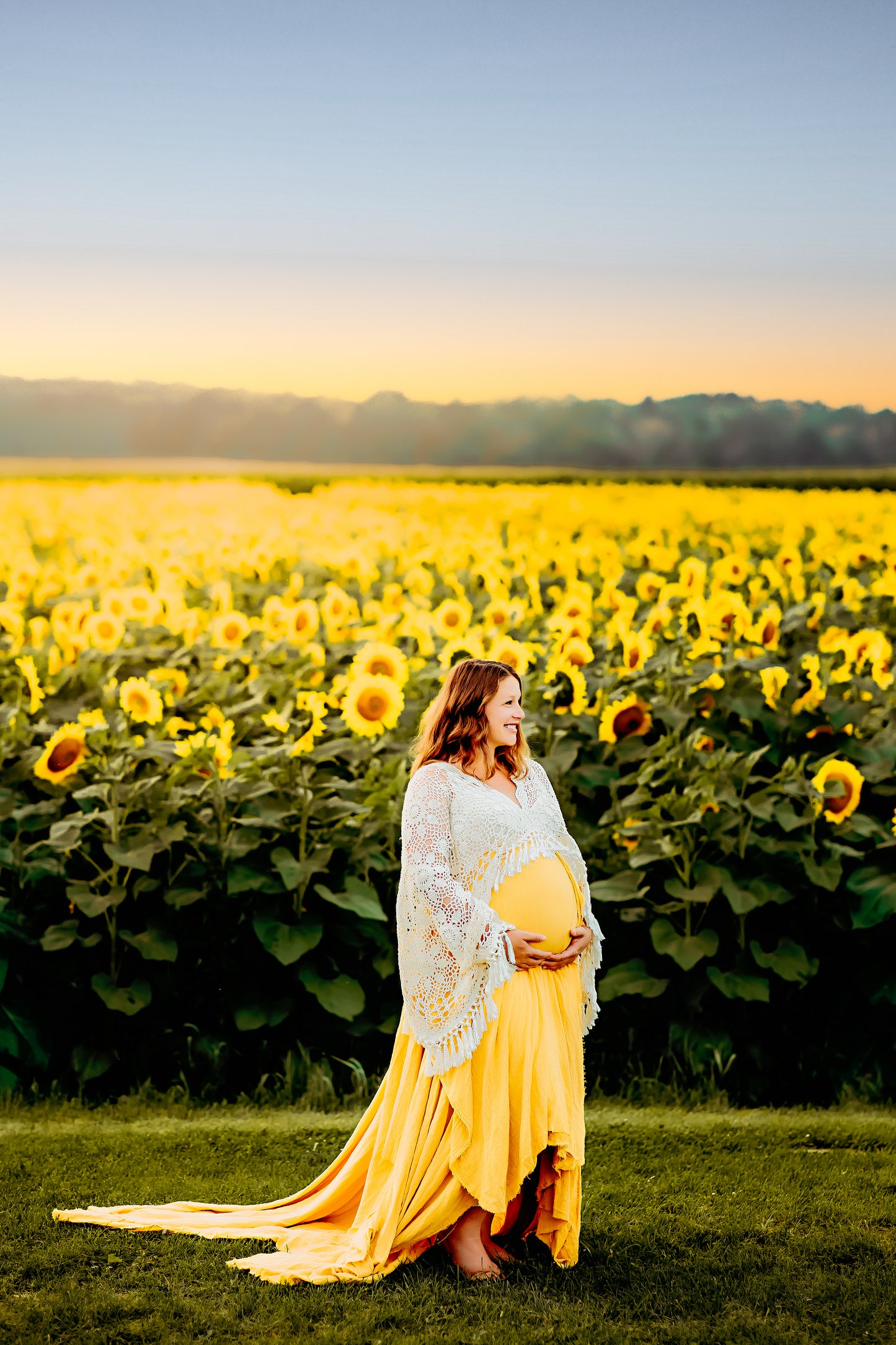 Crochet Cotton Boho Ginger Yellow Gown - 