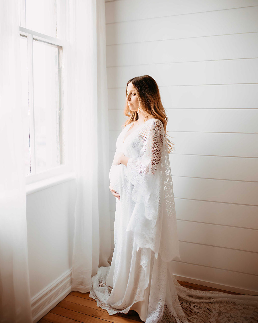 Romantic Lace Boho Gown - maternity photoshoot dress