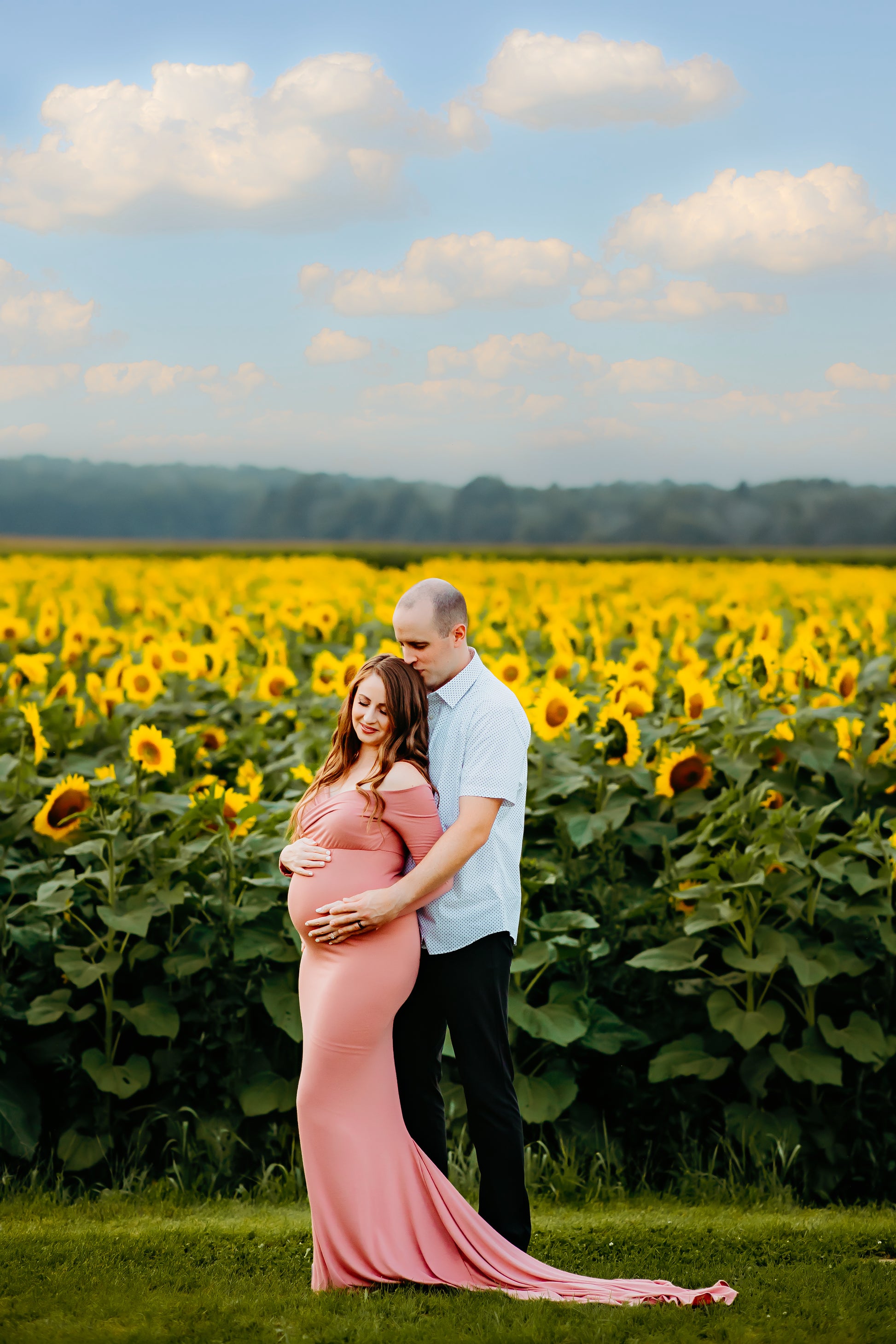 Rosy Pink Fitted Gown - maternity photoshoot dress