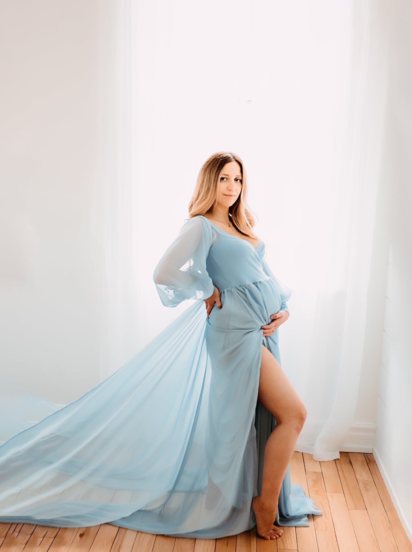 Baby Blue "Cinderella" Ophellia Gown - maternity photoshoot dress