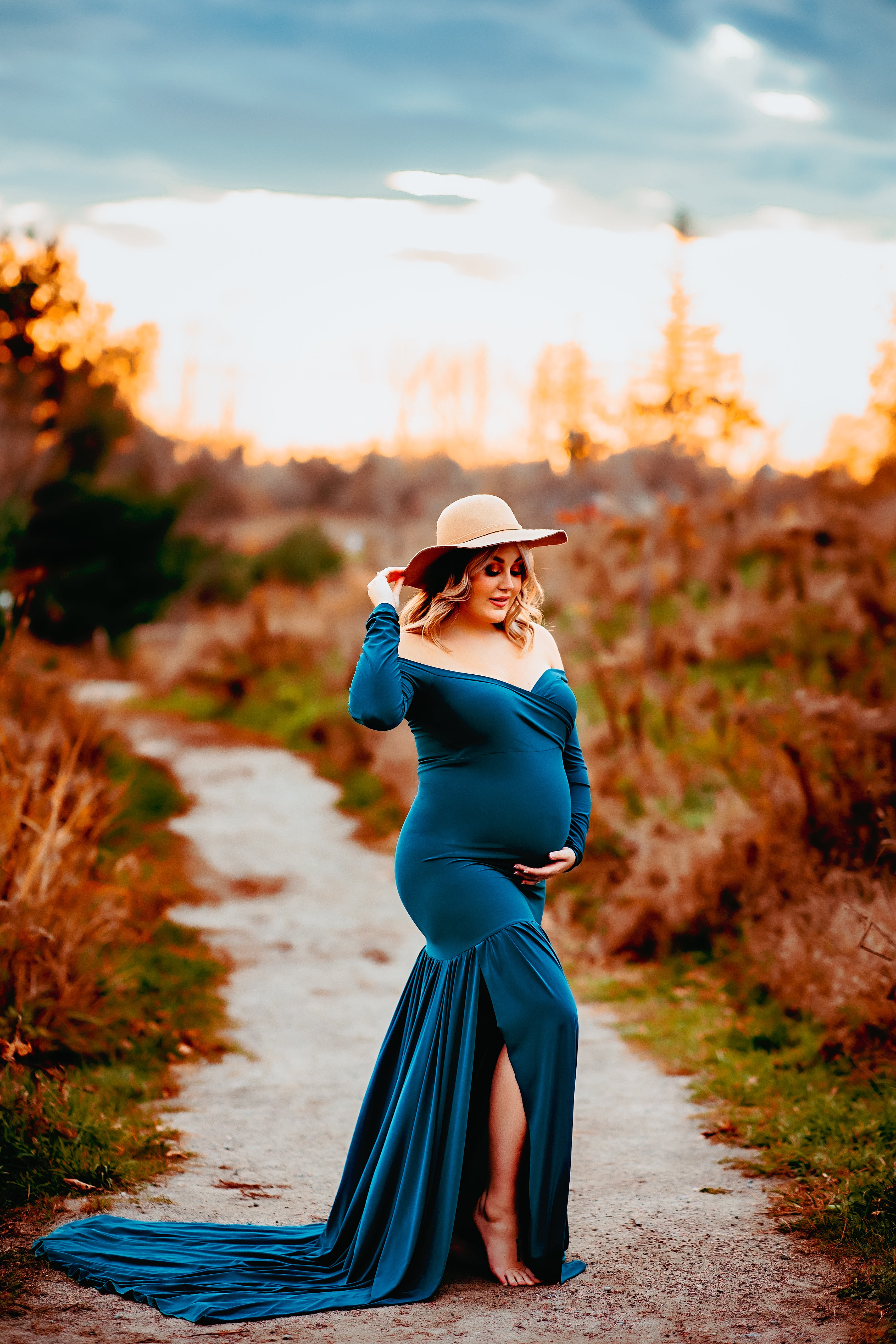 Teal Fitted Maternity Gown Sugar Bump Gown Rentals