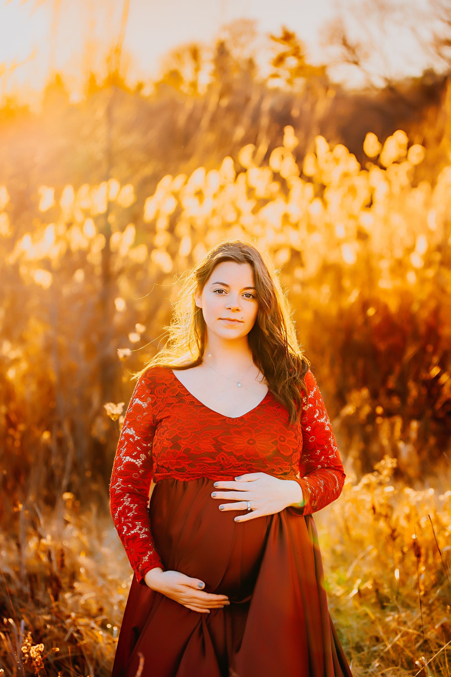 Burgundy Muscari Maternity Dress - maternity photoshoot dress