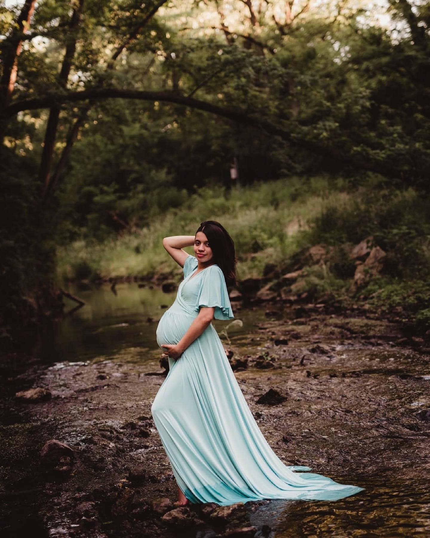 Aqua Everly Gown - maternity photoshoot dress