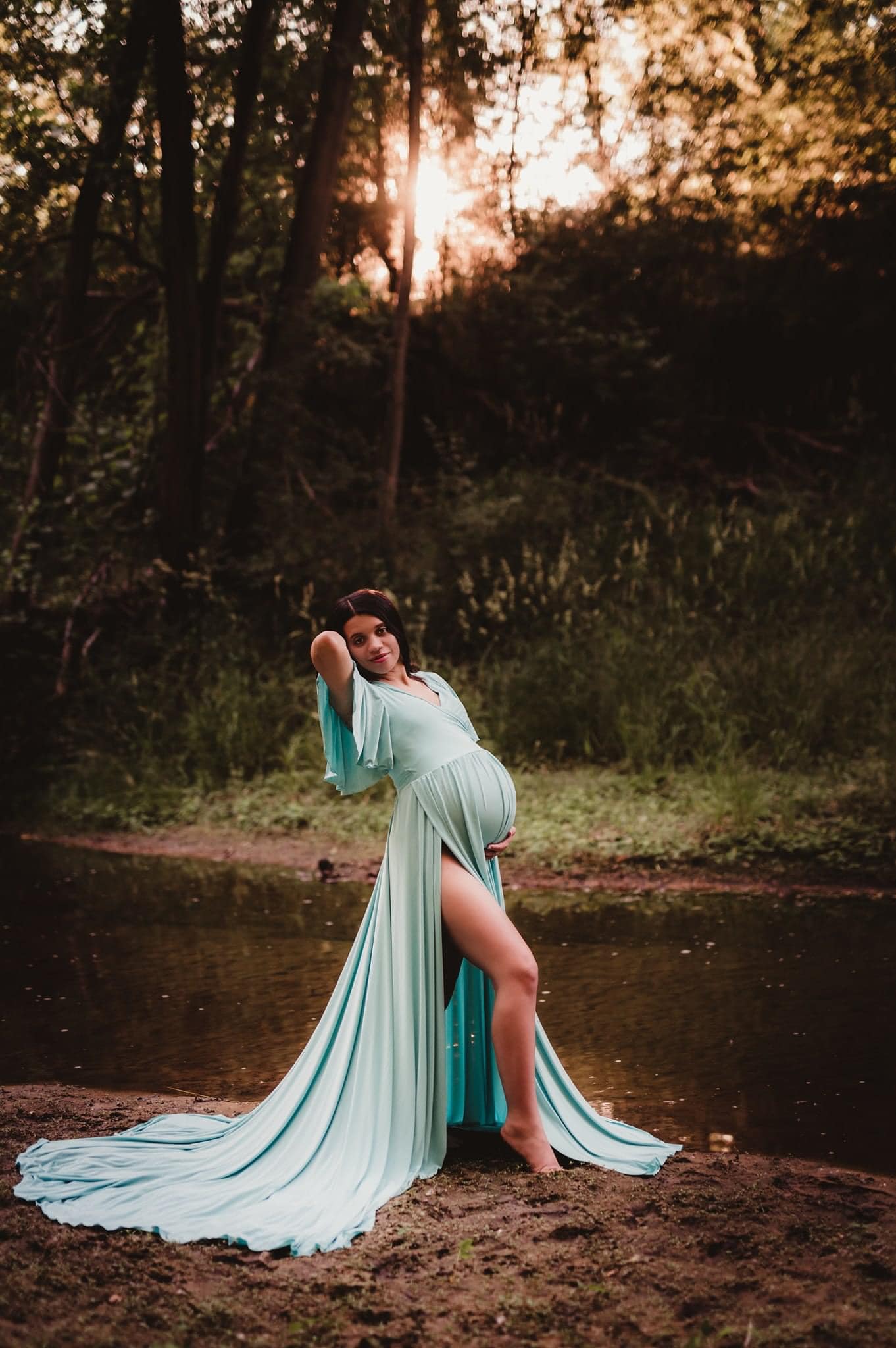 Aqua Everly Gown - maternity photoshoot dress