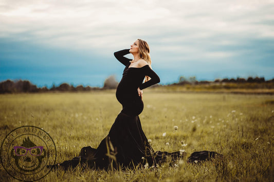 Black Fitted Mermaid Gown - maternity photoshoot dress