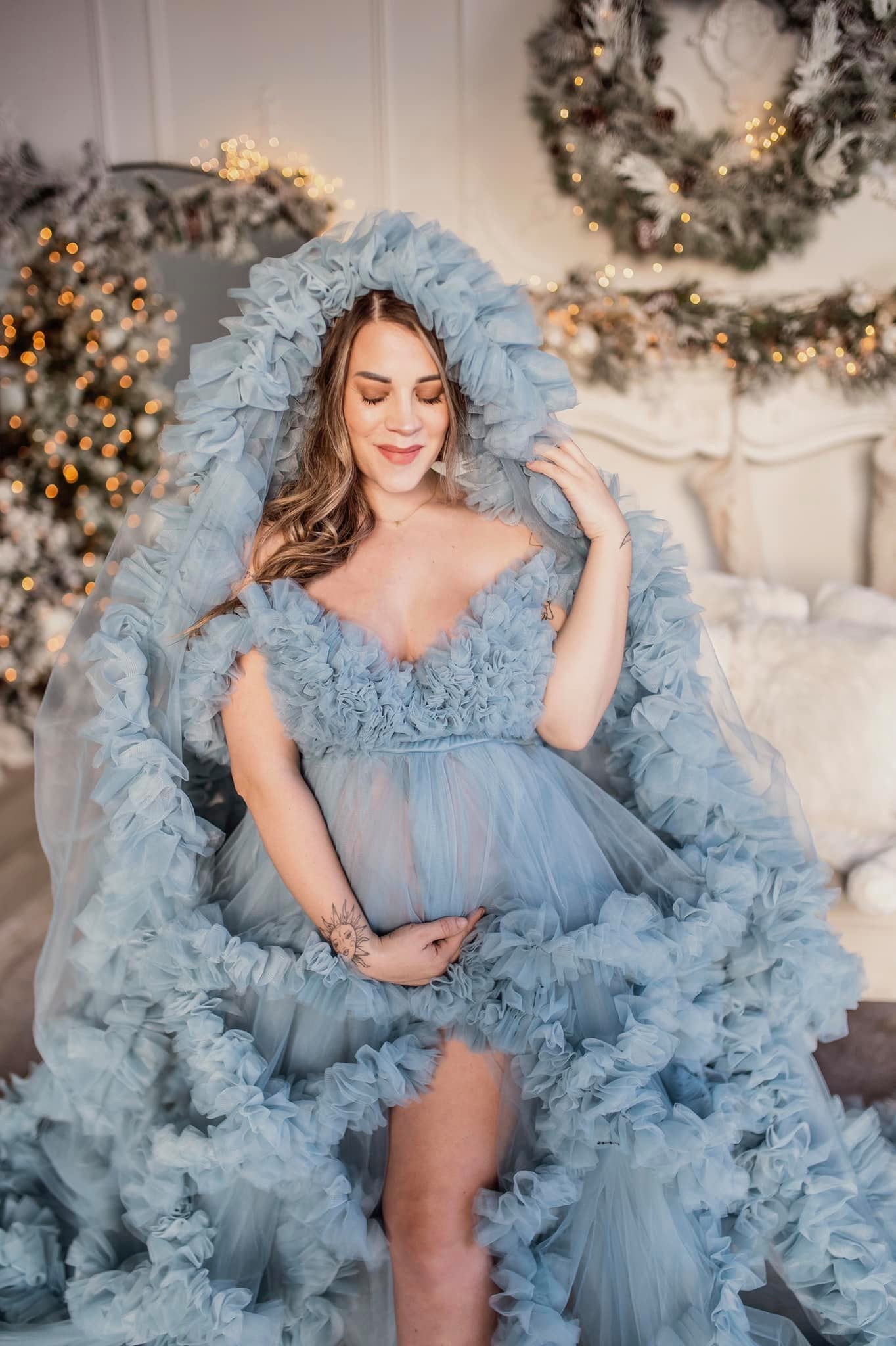 Baby Blue Dreamy Dress - maternity photoshoot dress