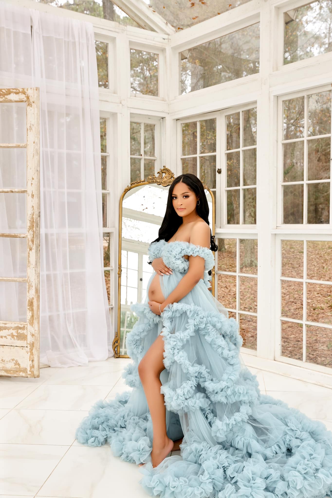 Baby Blue Dreamy Dress - maternity photoshoot dress