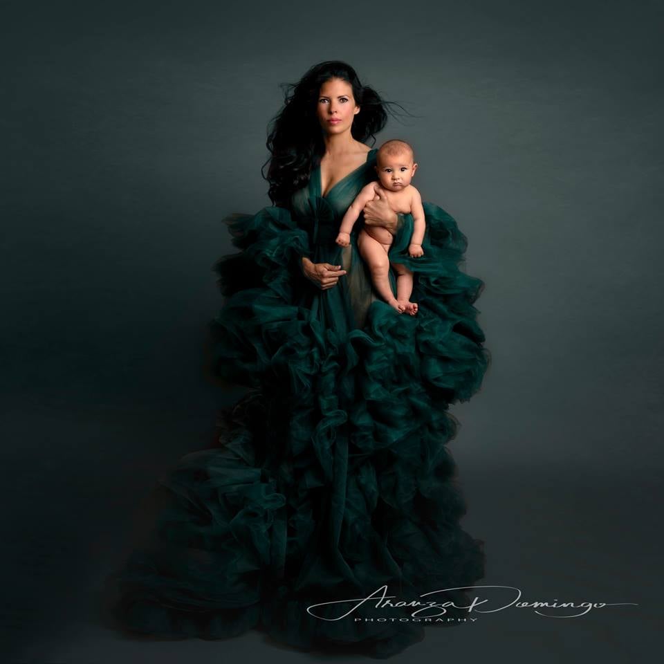 Emerald Green Barbara Gown - maternity photoshoot dress