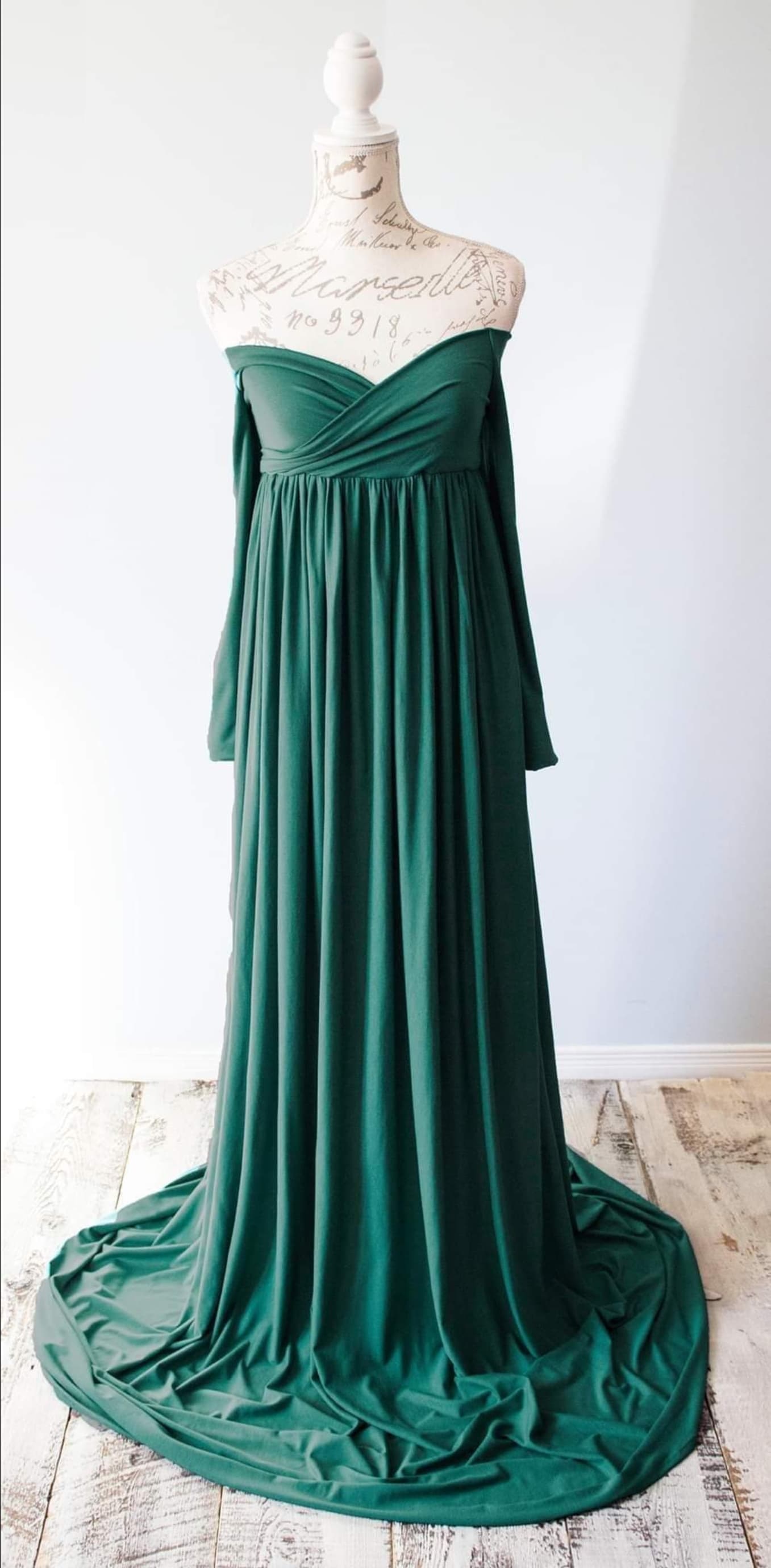 Forest Green Flowy Gown - 