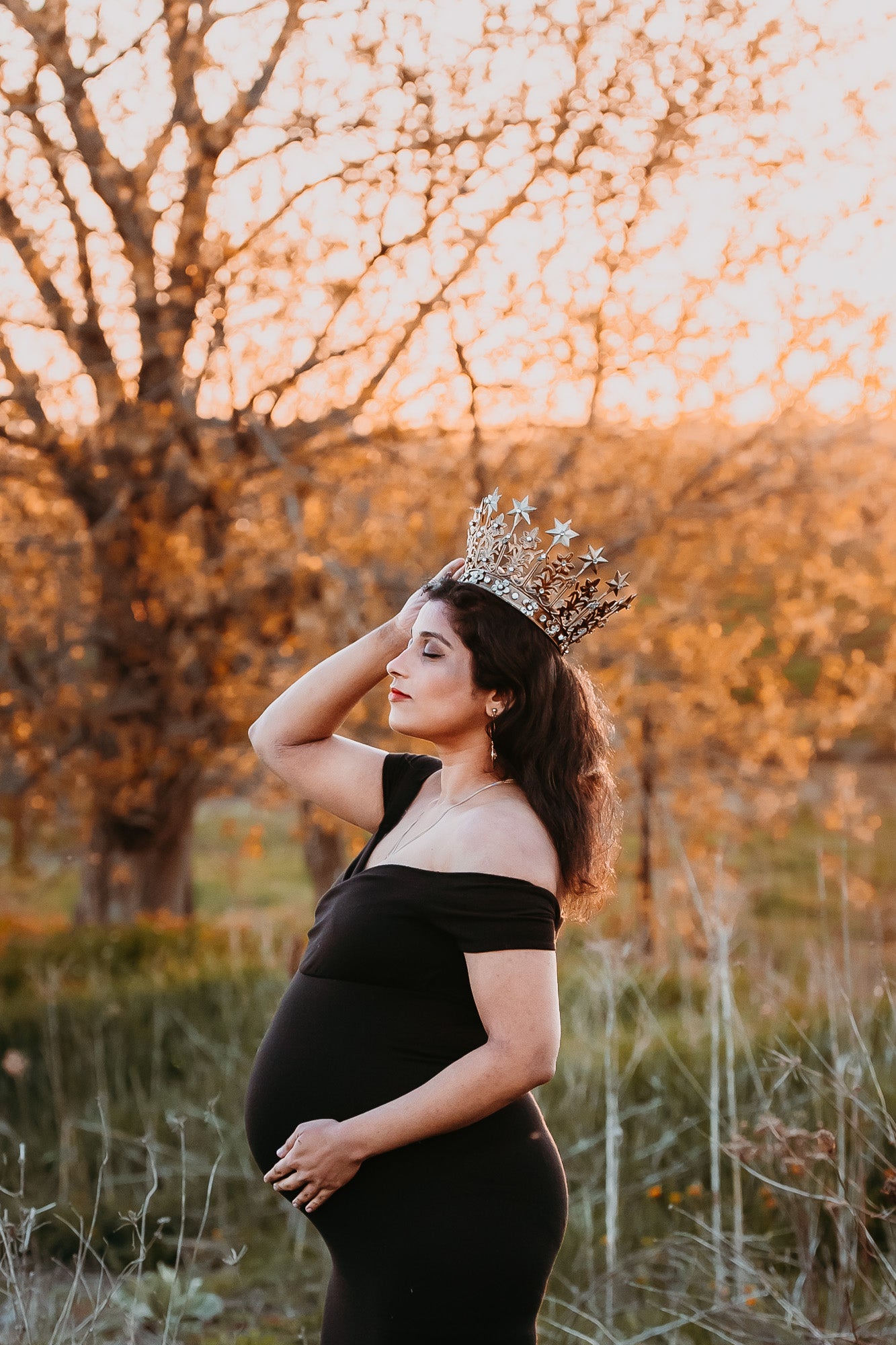 Gold Crown - maternity photoshoot dress