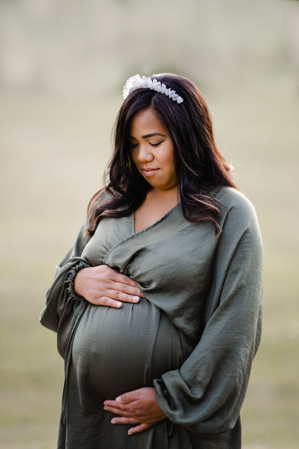 Crystal Crown Headpiece - maternity photoshoot dress