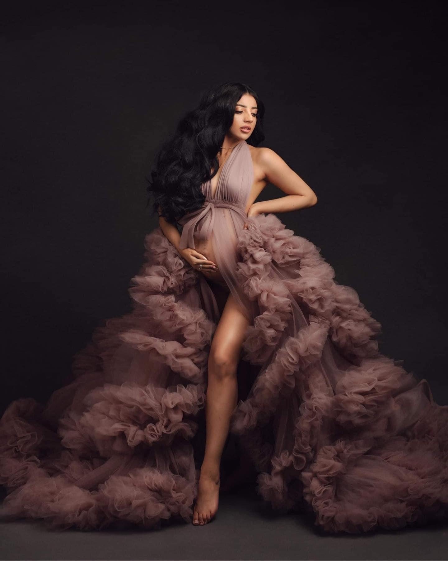 Mauve Esmeralda Gown - maternity photoshoot dress