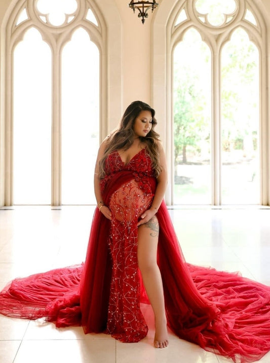 Red Runaway With Me - maternity photoshoot dress
