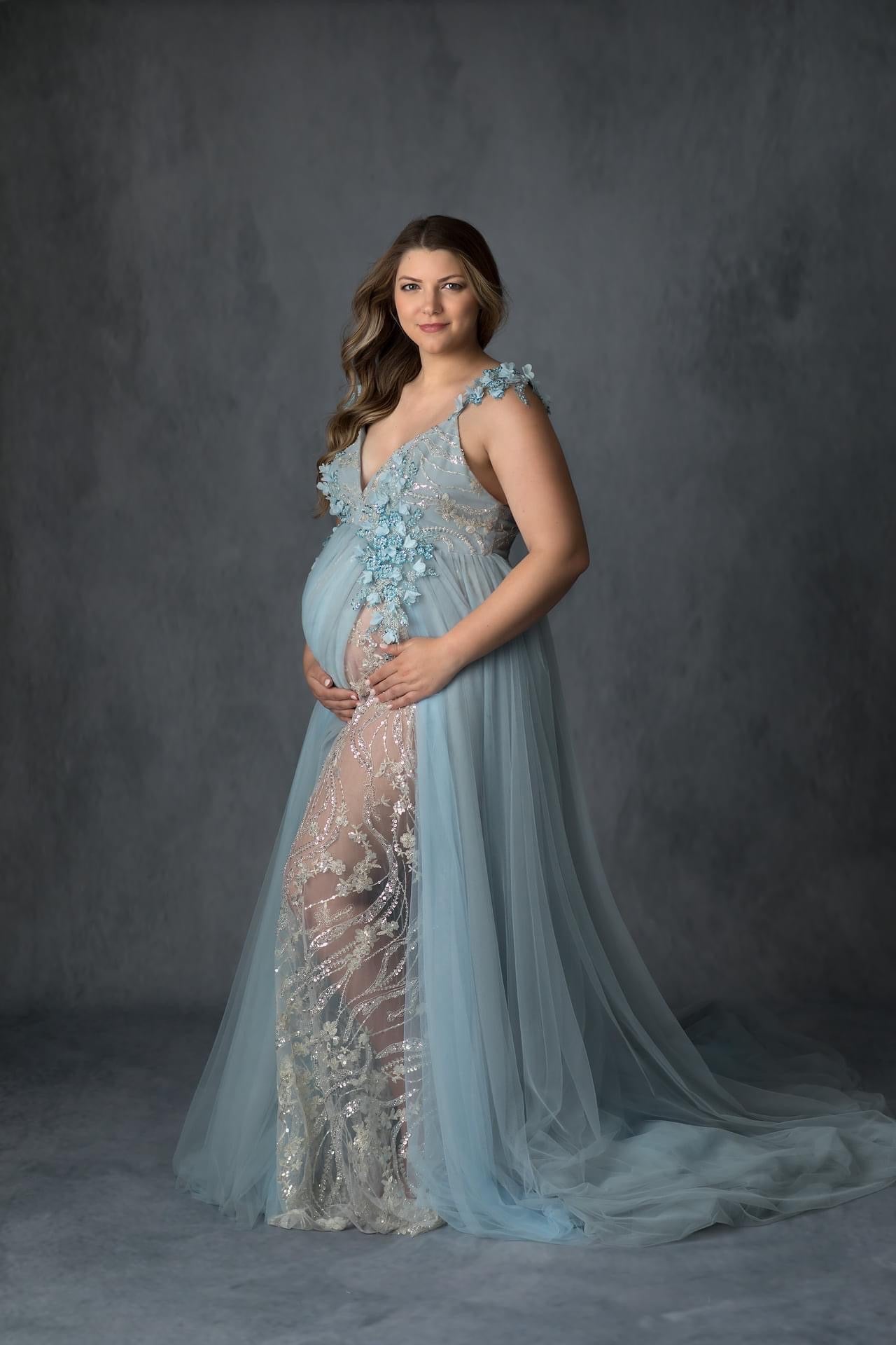 Blue Run Away With Me Gown - Maternity Gown