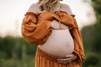 Rust Convertible Gown - maternity photoshoot dress