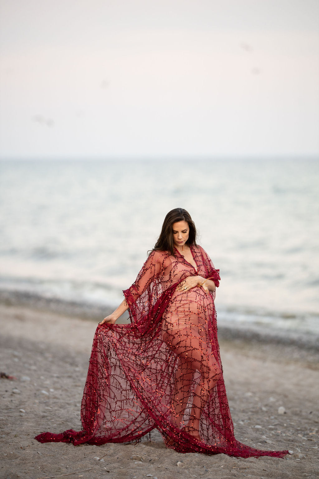 Boho Red Sequin Gown - 