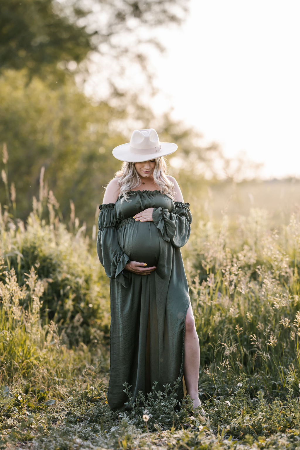 Hunter Green Convertible Gown - maternity photoshoot dress