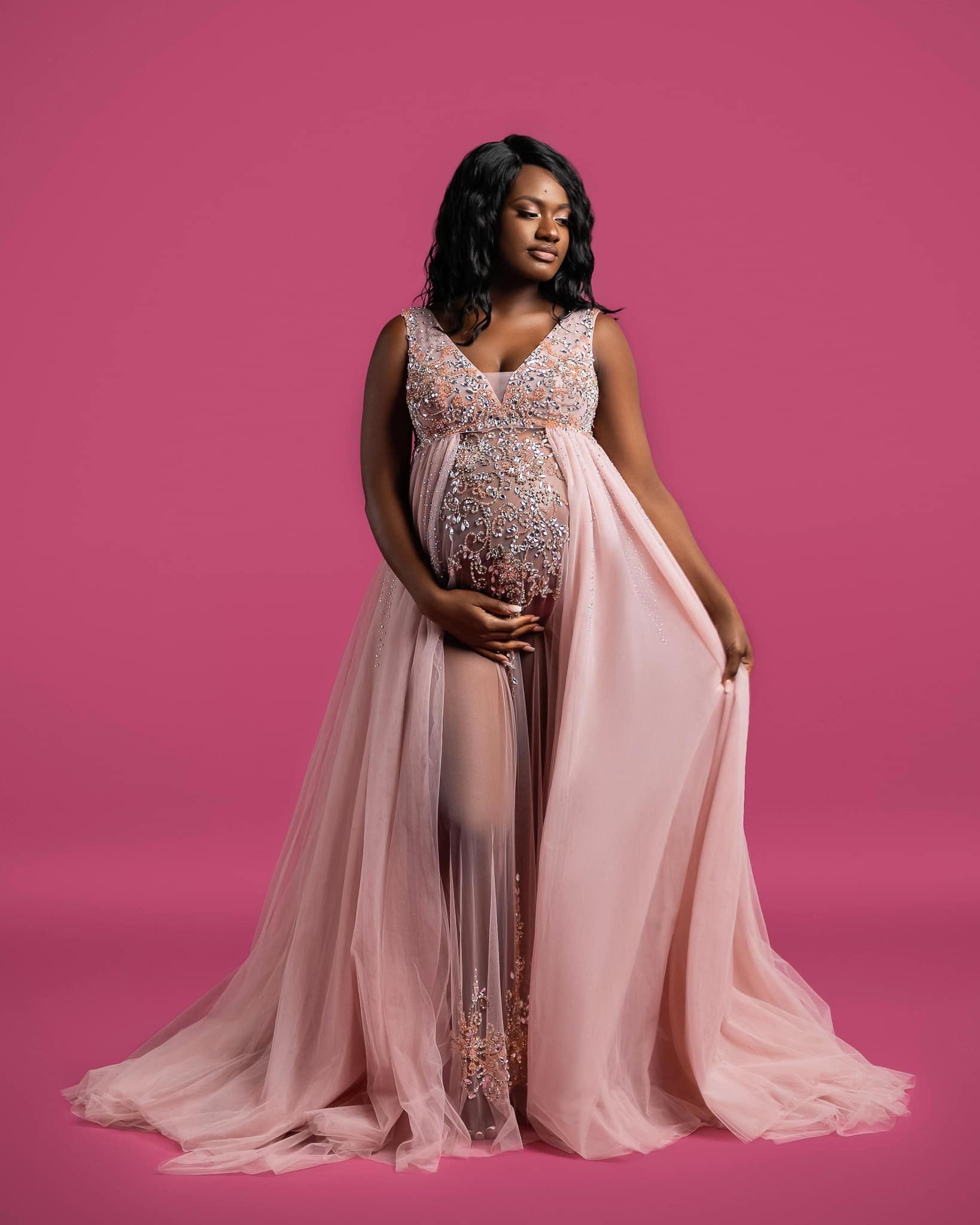 Pink Kissing Sunlight Gown – Sugar Bump Gown Rentals