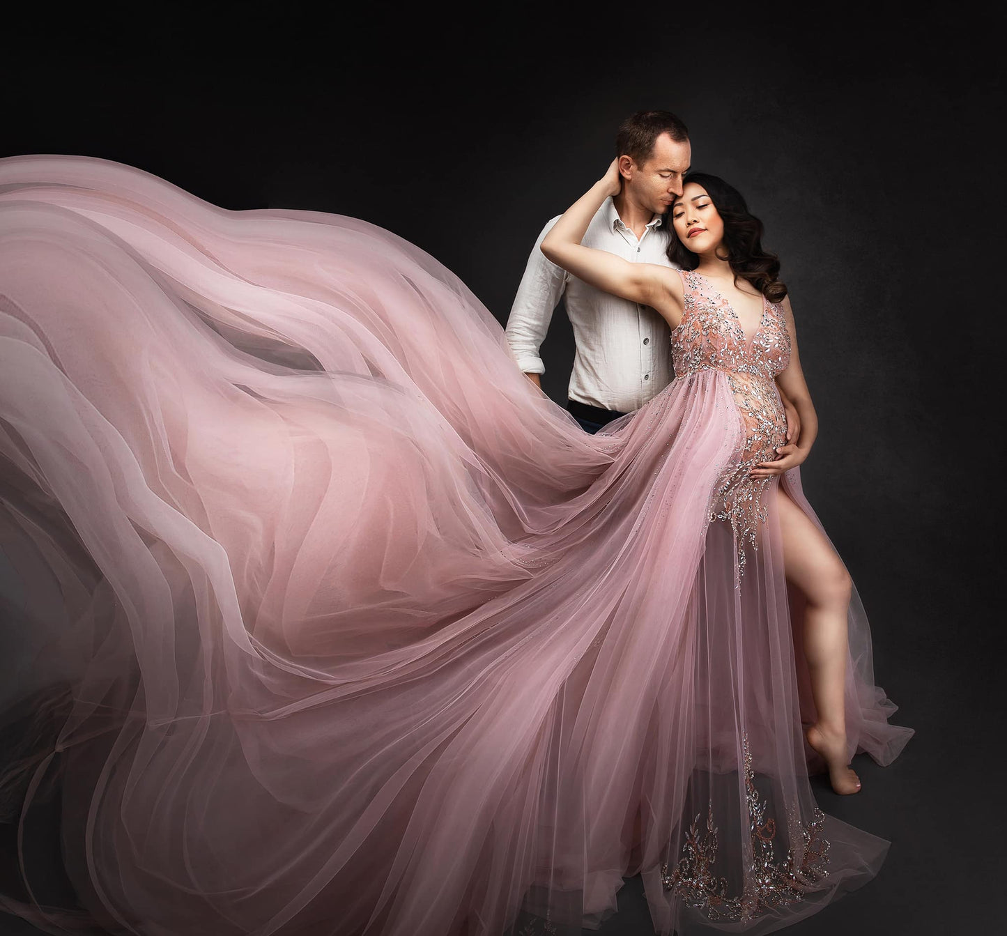 Pink Kissing Sunlight Gown - maternity photoshoot dress