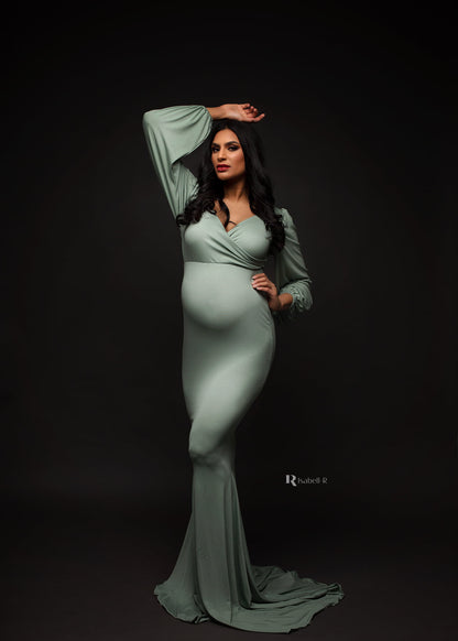 Mint Green Dyla Maternity Gown - maternity photoshoot dress