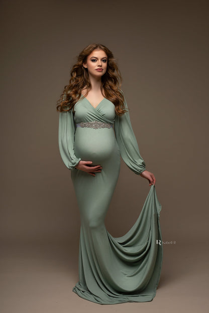 Mint Green Dyla Maternity Gown - maternity photoshoot dress