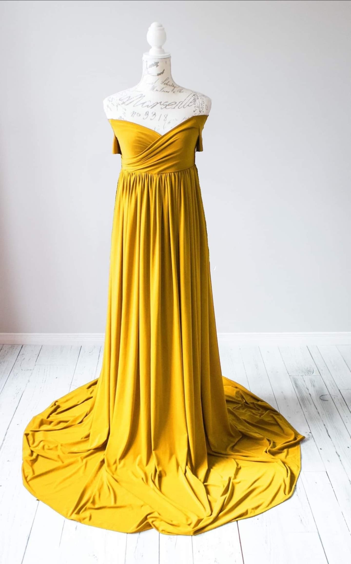 Mustard Yellow Flowy Gown - maternity photoshoot dress
